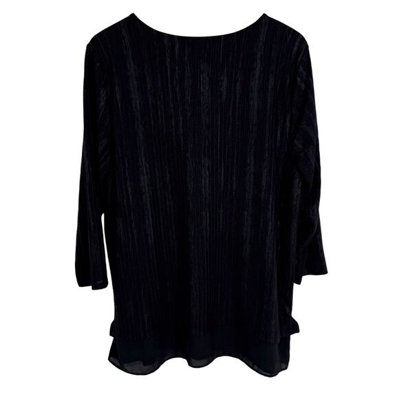 JM Collection Plus Size 2X XXL Black Metallic Blouse Shirt Top Formal Dinner - Picture 7 of 7